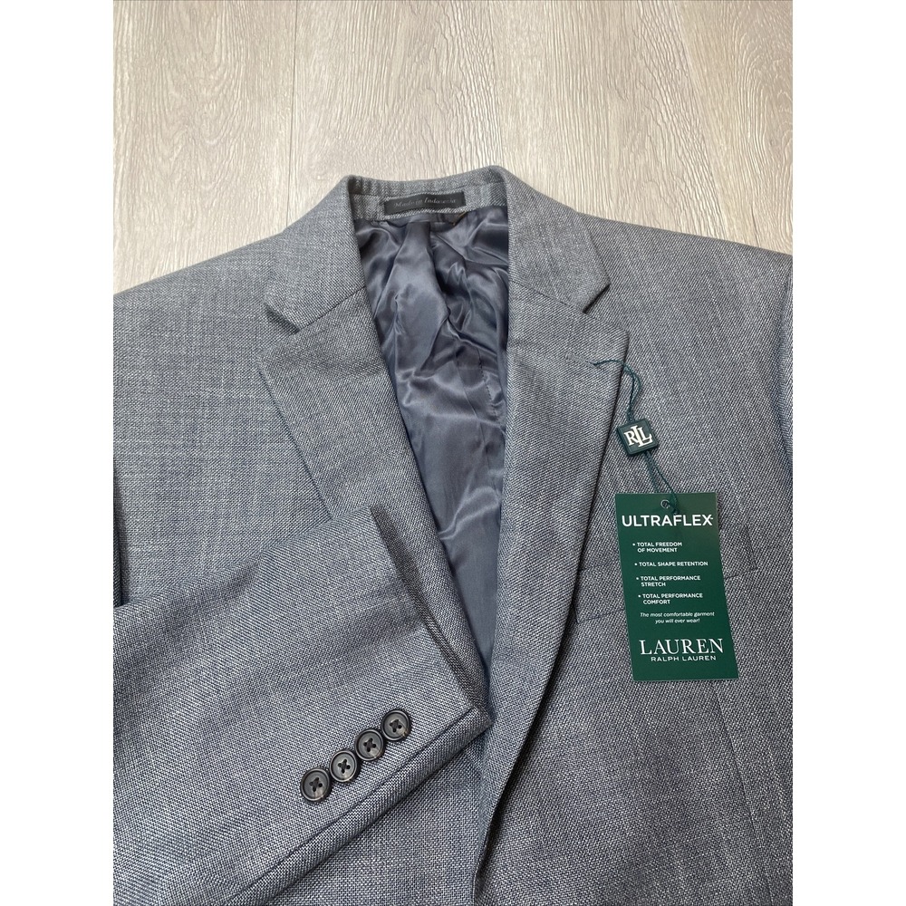 $295 Ralph Lauren Ultra Flex Blazer Jacket Mens 40 Short Gray Stretch Sport